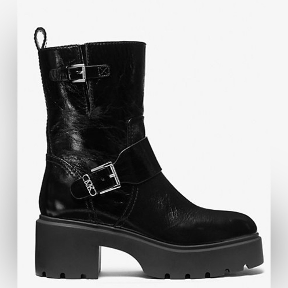 Michael Kors Black Patent Leather/Crinkles Bootie